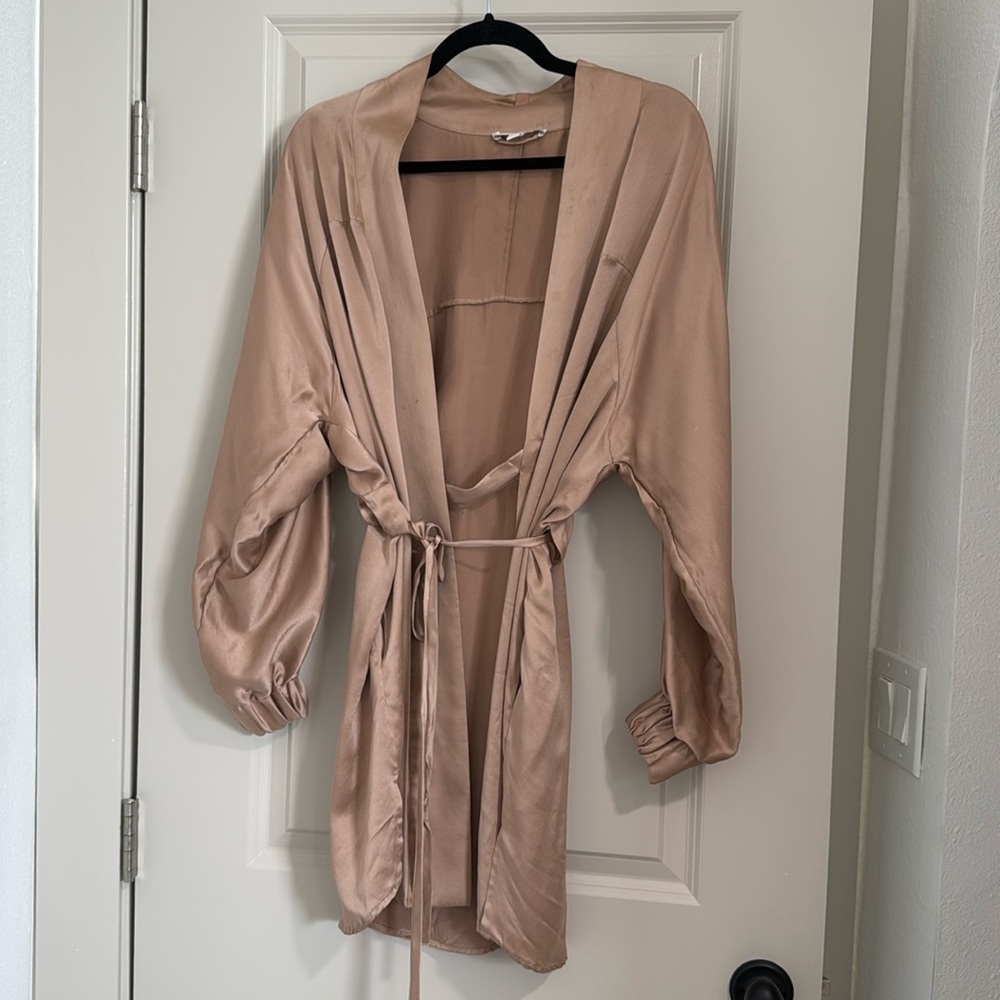 Lunya Washable Silk Robe, Otium Tan, XS/S